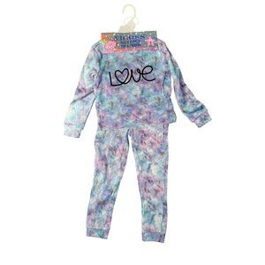 Girls Tie-Dye 2-Piece Love Graphic Top & Joggers Set